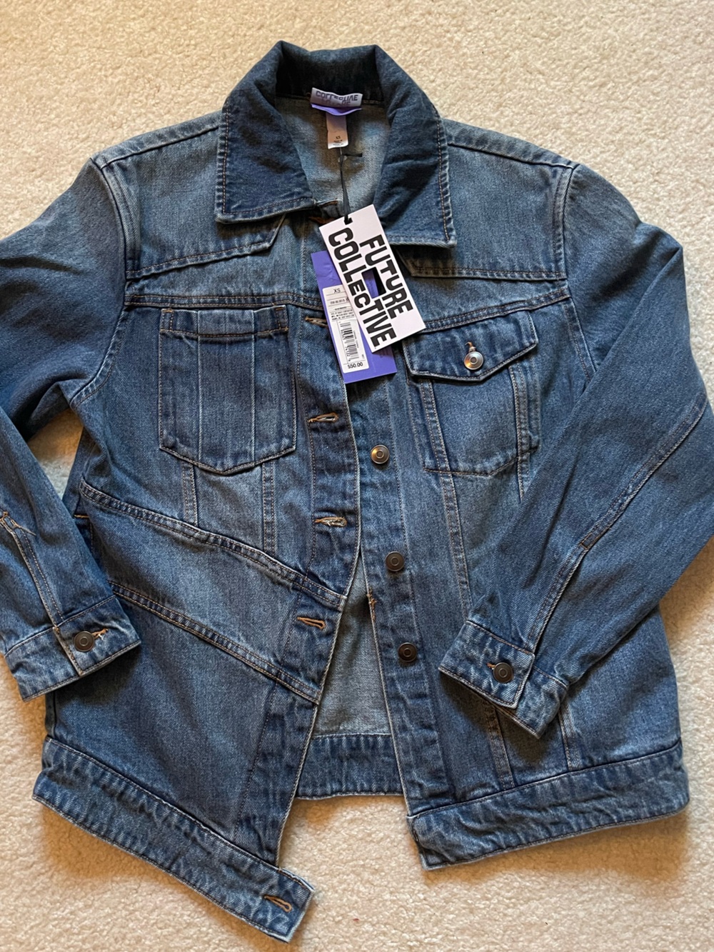NWT Future Collective Women's Blue Denim Jean Jacket